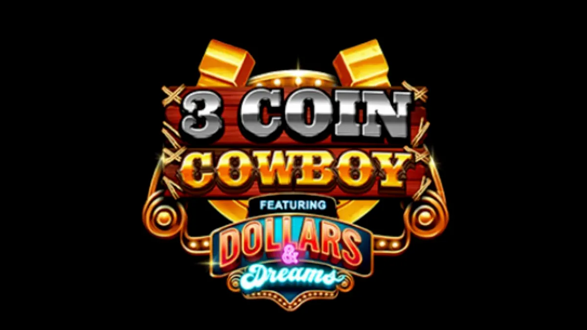 Cena temática de Velho Oeste com elementos de slot 3 Coin Cowboy Dollars & Dreams