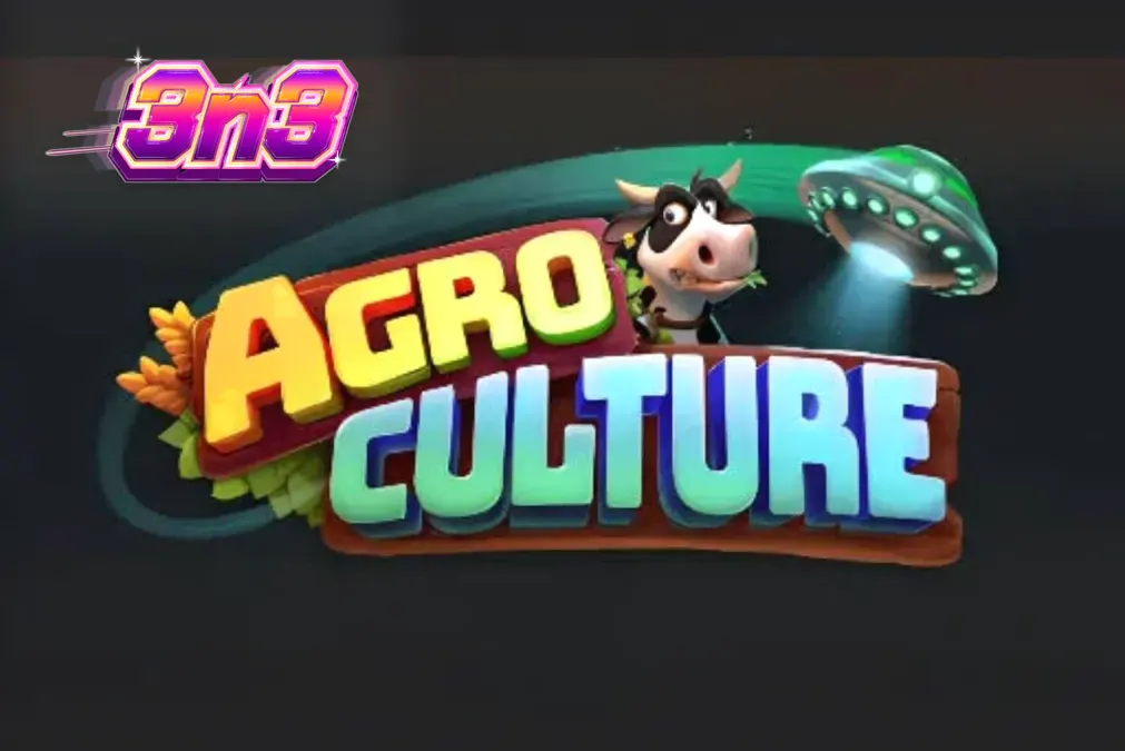 Cenário colorido e divertido do slot AgroCulture com elementos de fazenda e naves espaciais